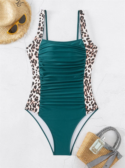 One Piece Swimsuit Women Solid V Neck Sling Bodysuit Monokini Swimwear Summer Backless Beach Bathing Suit Female