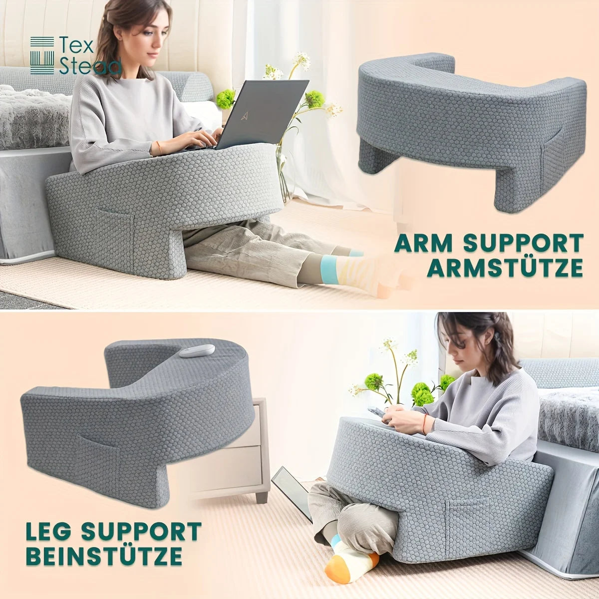 gaming armrest pillow, memory foam reading pillow, oversized support cushion, removable washable cover,,long session support,