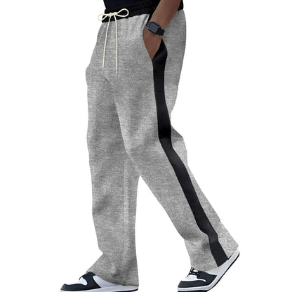 Loose Contrast Color Spliced Sports Straight-Piece Pants Spring and Autumn Men's Casual Pants Heavy Length