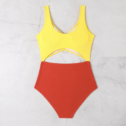 Girls One Piece Swimsuit with Beach Skirts 7-12 Years Children's Swimwear Cut Out Teens Patchwork Bathing Suits for Kids