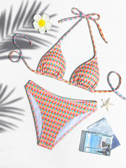 Bikini's Multi Color Choice Bathing Suit Women Dot Cheetah Print Split Swimsuit Backless Lace Up Beachwear Fashion Holiday Bikini Set Summer