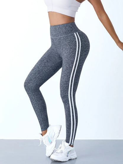 Women Striped Slim Sports Pants Yoga Leggings High Waist Hip Lifting Casul Tights Workout Running Stretchy  Gym Leggings