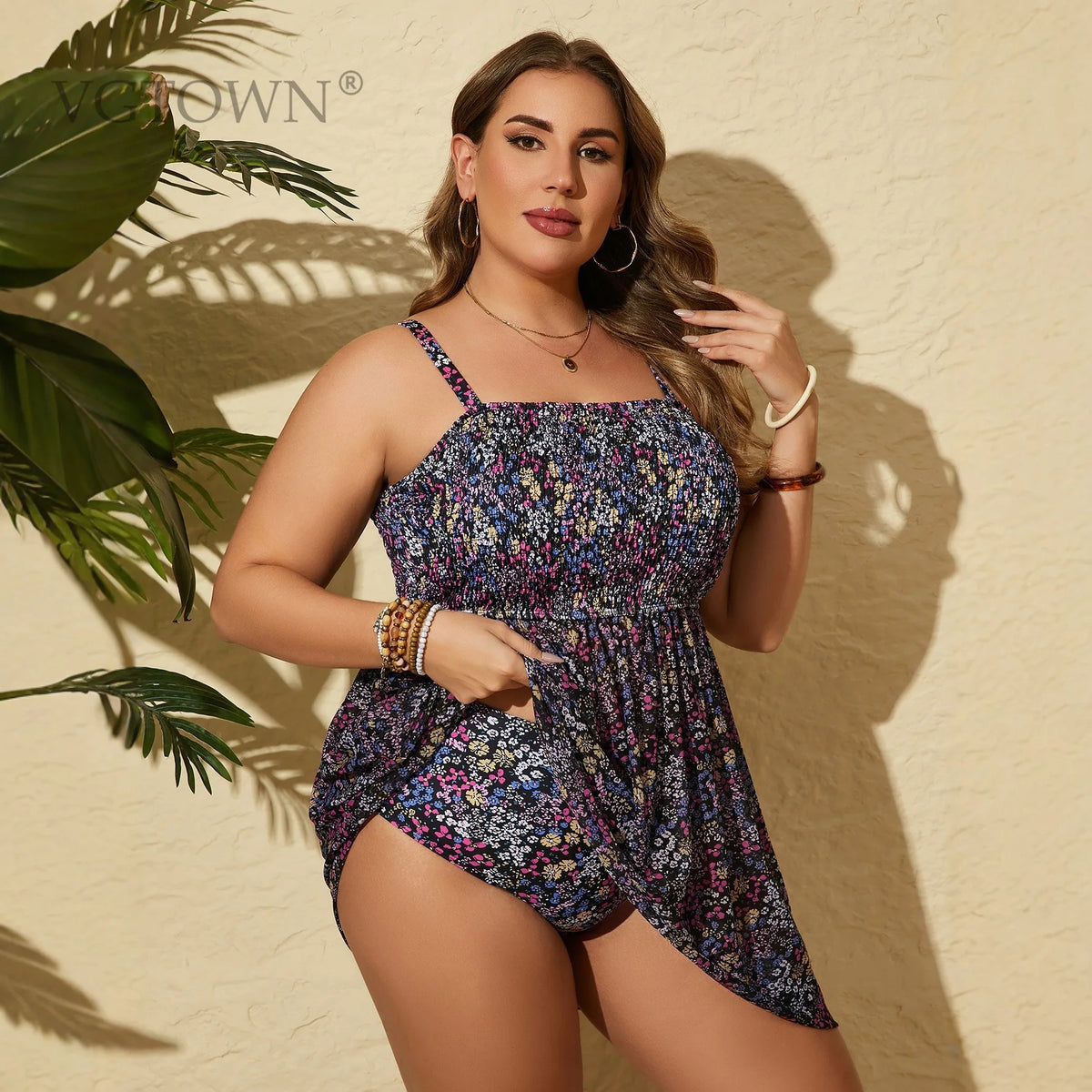 Women's Plus-Size Tankini Set with Boyshorts