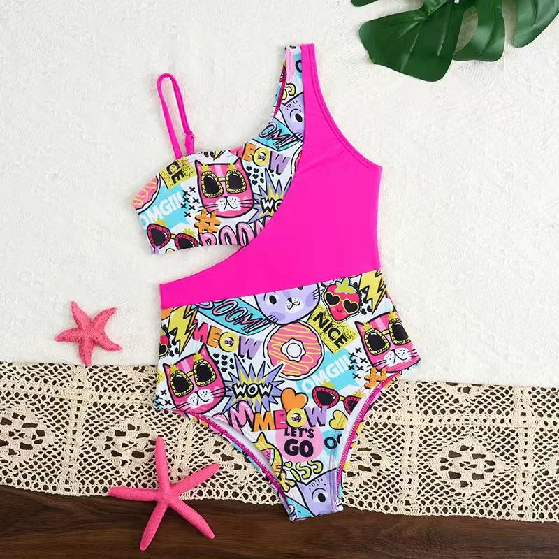 Printed Girls Swimsuit One Piece Kids Swimwear Female Children Bathers Bathing Swimming Swim Suit Summer Beachwear
