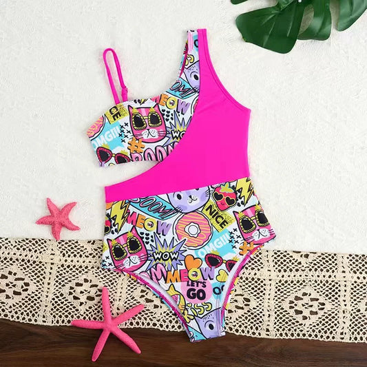 Printed Girls Swimsuit One Piece Kids Swimwear Female Children Bathers Bathing Swimming Swim Suit Summer Beachwear