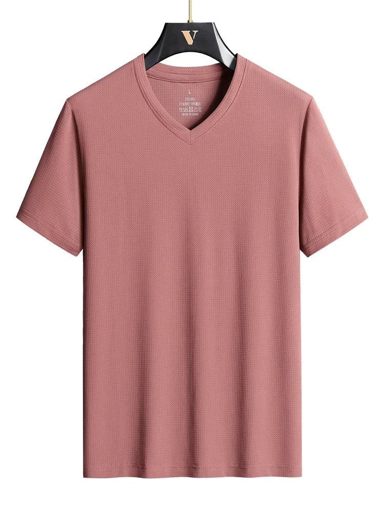 Plus Size 7XL 8XL 9XL Summer Workout V-Neck T Shirts For Men Moisture Wicking Athletic Men's Gym Jogging Performance T Shirts