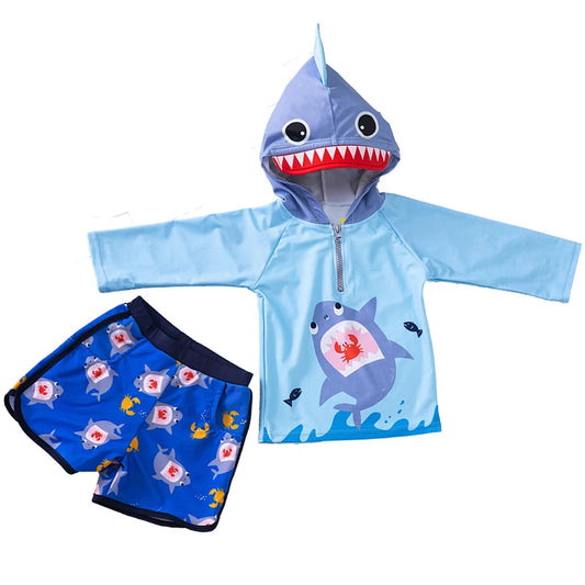 Swimsuit Boys UPF50 Baby Swimwear Shark Dinosaur UV Bathing Suit for Boy 3 Pcs Toddler Surfing Diving Suit Children's Rash Guard