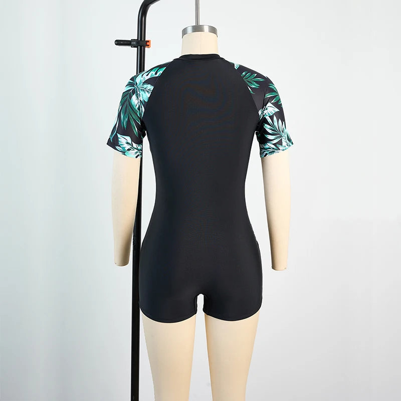 Women Swimsuits One Piece Sports Beach Bathing Suits with Zipper Woman Monokini Lady Bodysuits Sunscreen Surfing Swimwear