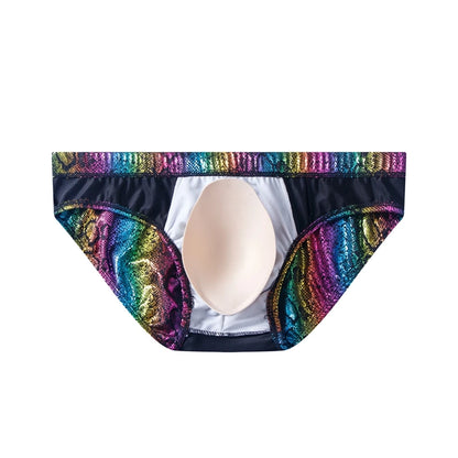 Push Up Padded Swimwear Men Swimsuit Shorts Men's Bikini Briefs Summer Trunk Swim Suit Sunga Slip Beach Shorts Snakeskin Print