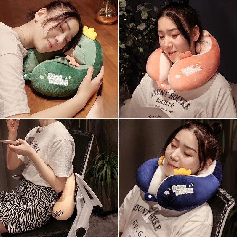 Travel Neck Pillow Cartoon Travel Neck Cushion U-Shaped Travel Pillow Portable Airplanes Pillow for Kids Gift