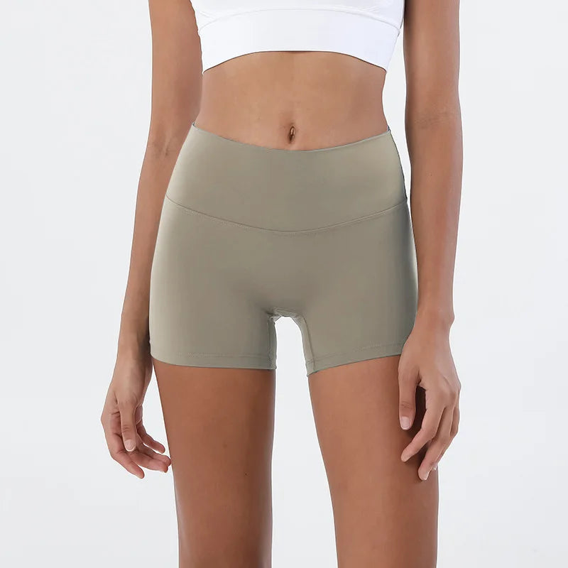 SOISOU Nylon Shorts Gym Yoga Sports Women's Cycling Shorts High Waist Elastic Tight Breathable No Awkward Lines Woman Clothing