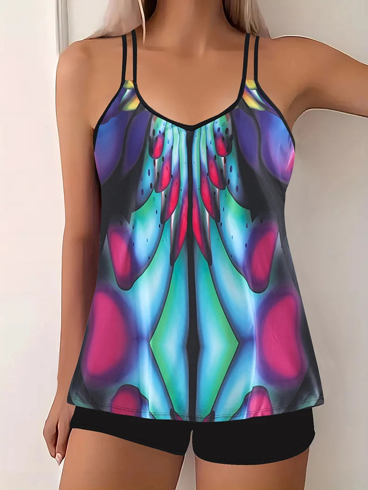 Gradient Beachwear Women Tankini Swimsuit Sleeveless Two-Piece Tank Tops Female Swimwear Bathing Summer Fashion Tankini Set