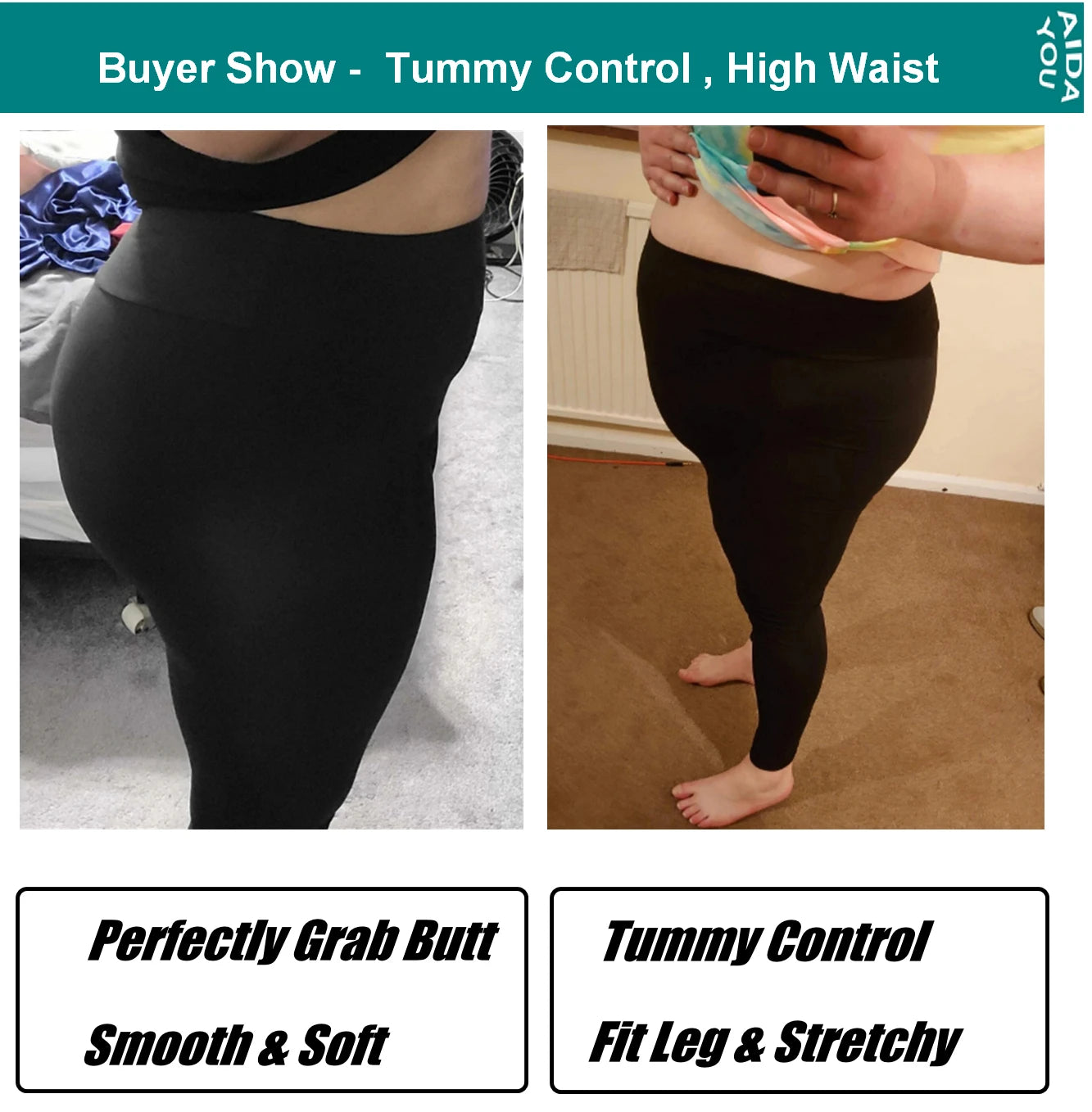 Buttery Soft Plus Size Leggings For Women Super Stretch Wide High Waist Rib Tummy Control Jegging Stirrup & Ankle