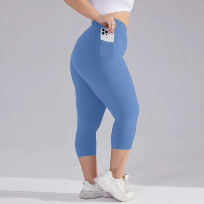 Plus size yoga pants for women Leggings fitness yoga pants with pocket summer sports cropped trousers