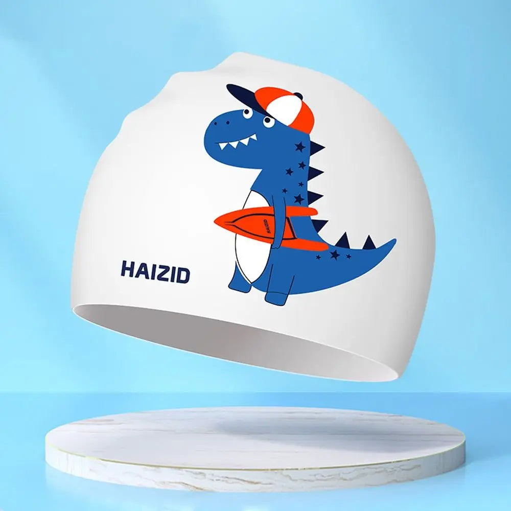 Lightweight Waterproof Children Swimming Cap Silicone Cartoon Kid Swimming Hat Protect Ears Animal Bathing Hats Cap Swimming Pool