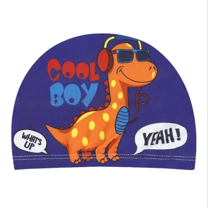 Elastic Fabric Cute Cartoon Swimming Cap for Children Long Hair Lovely Kids Protect Ears Swim Pool Hat for Boys Girls Swim Hat