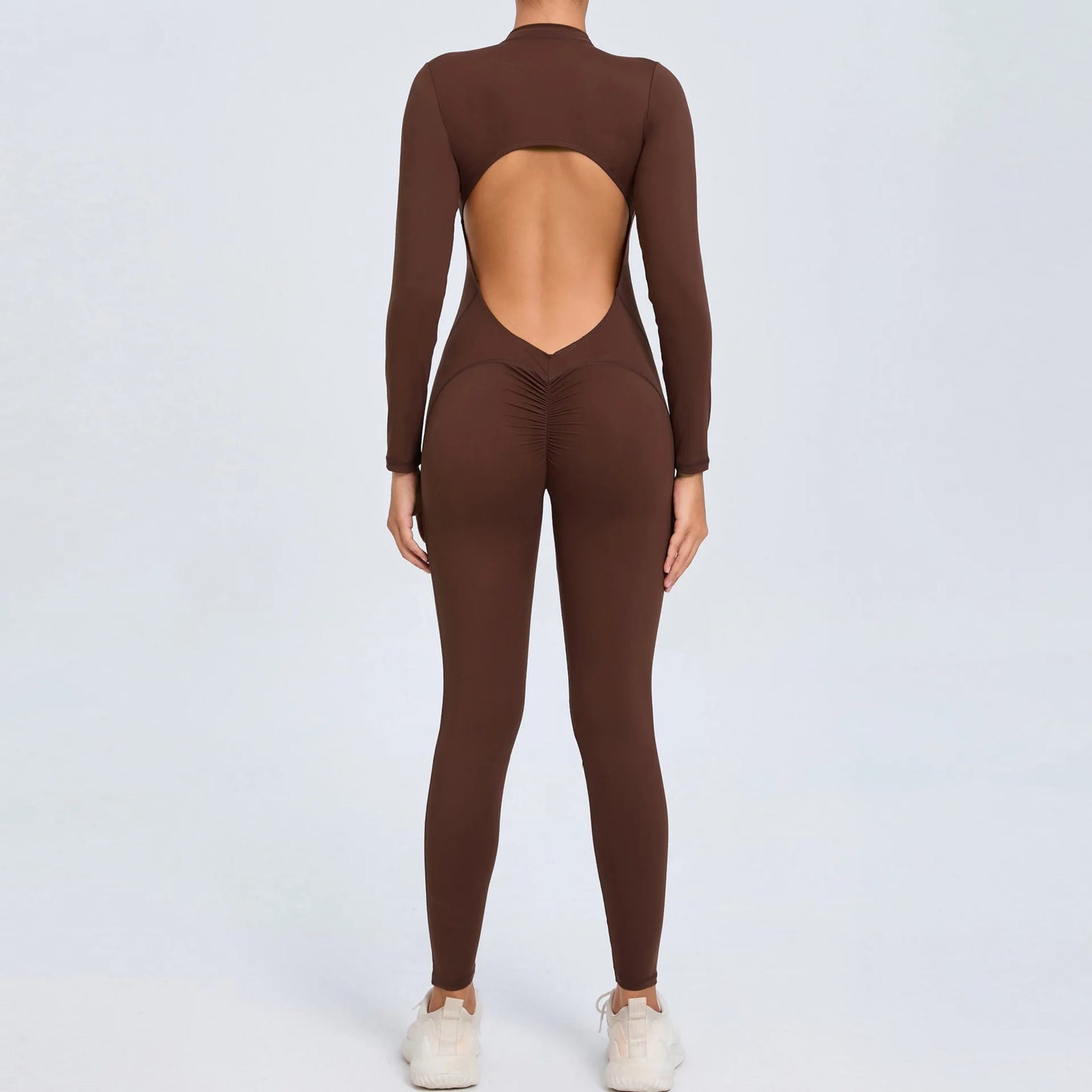 Women Long Sleeve Zipper Jumpsuit One-Piece Zipper Yoga Set Gym Push Up Workout Clothes Fitness Bodysuit Sportswear