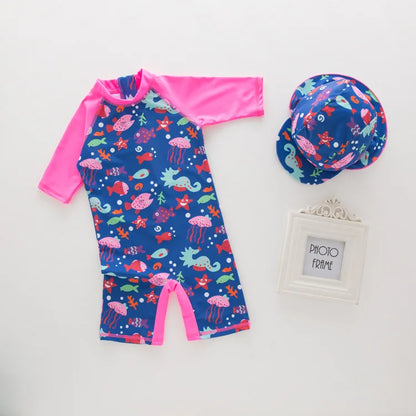 Cute Baby Boys Swimsuit with Cartoon Shark Penguin Print Toddler Bathing Suit Kids Swimwear One Piece Swimming Suit for Children