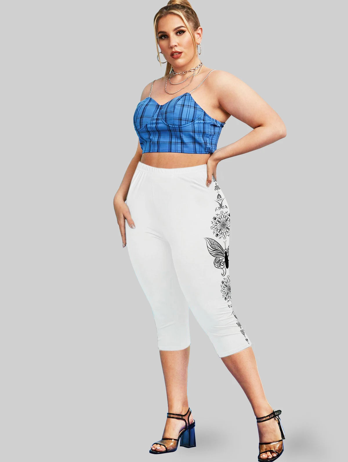 Plus Size High Waist Capri Leggings Ladies Yoga Body Shaping Black Casual Jeggings 3D Printed Skinny Pencil Pants 5XL