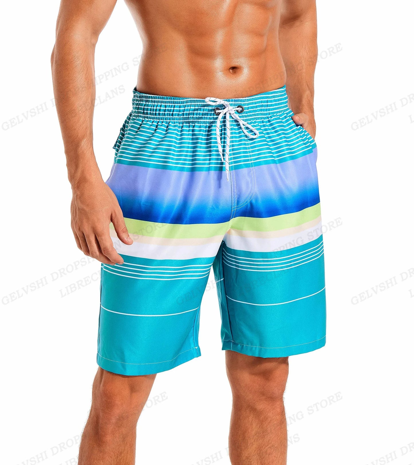 Men's Swimming Shorts Stripe 3d Surfing Board Short Kids Beach Shorts Men Swim Trunks Masculina Sports Fitness Pants Boy Briefs