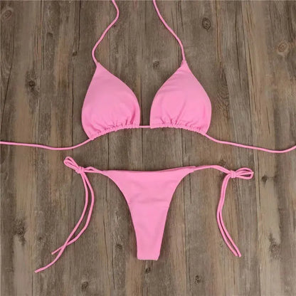 Summer Swimsuit Women Bikini Set Push-up Padded Bra Thong Two Pieces Swimwear Beachwear Bathing Suit female swimsuits