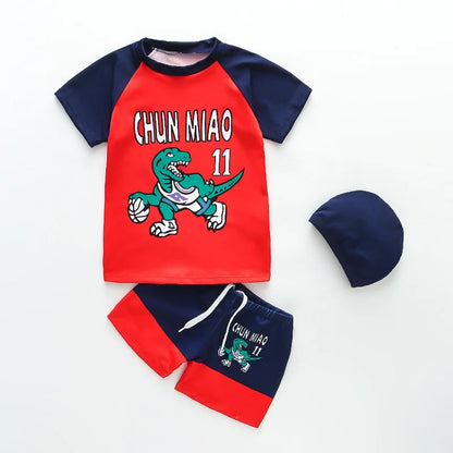 Boys Swimwear Two Pieces Swimsuits Toddler Boys Floating Suit Children Surfing Suit Kids Cartoon Beach Wear Swimming Trunks