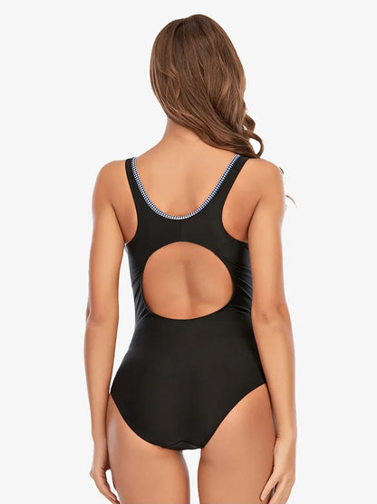 Sports Swimsuit One Piece Women's Swimwear Racer Back Bodysuit Patchwork Bathing Suit Women One Piece Beachwear
