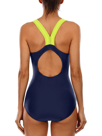Charmleaks Ladies One Piece Sports Swimsuit Women Sports Swimwear Bikini Backless Beach Wear Bathing Suits Monokini