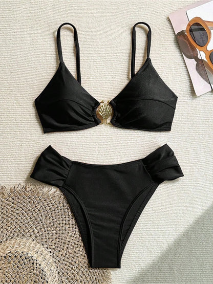 S - XL 7 Colors High Cut Leg Bikini Female Swimsuit Women Swimwear Two-pieces Bikini set Padded Bather Bathing Suit Swim