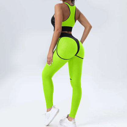 Bright Solid Colour Options Gym Set Women Mesh Suit for Fitness Sportswear 2024 Tracksuit Yoga Clothes Transparent 2 Piece Sets Women Outfit Black Pink