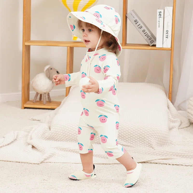 UV Baby Boy Swimsuit One Piece Swimming Jumpsuit Ruffles Bathing Suit SPF 50 Long Sleeve Kids Swimwear for Girls 1 2 3 4 5 6 Yrs