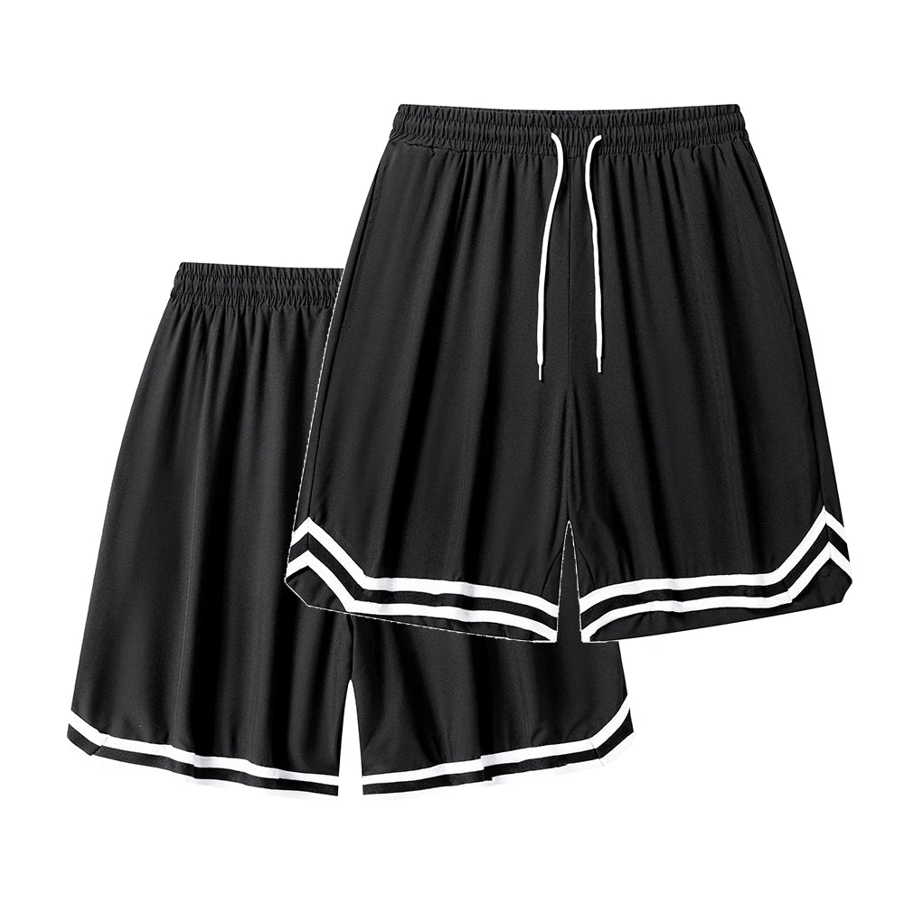 Men's Summer Outdoor Colorblock Basketball Shorts Drawstring Elastic Waist Casual Activities Hiking Fishing Contrast Striped Hem