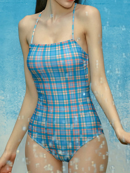 Lattice Drawstring Swimsuit One Piece Swimwear Women Bathing Swimming Backless Bodysuit Summer Beachwear