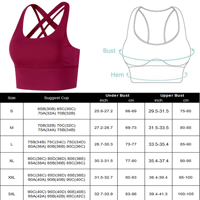 Sports Bra High Impact Sports Bras Criss Cross Back Full Support for Large Bust No Bounce Yoga Bra Bounce Control Crop