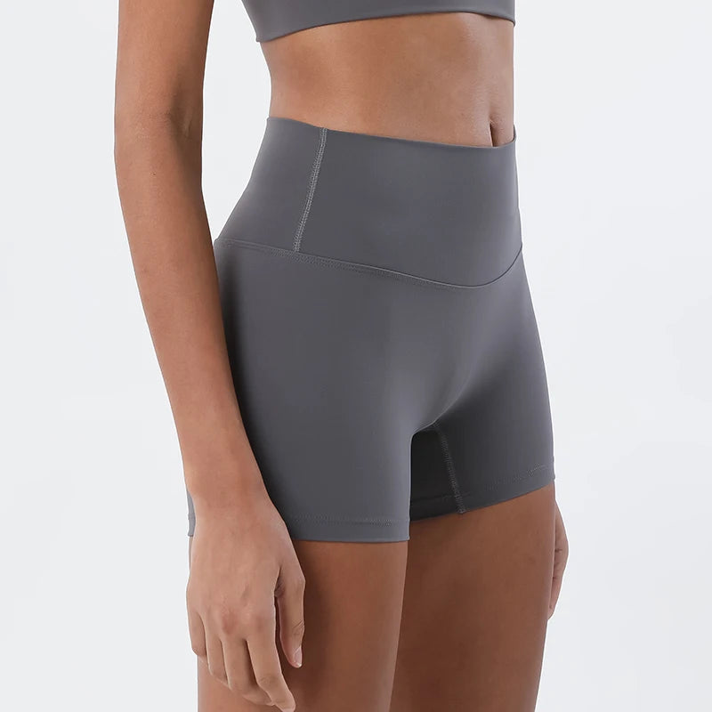 SOISOU Nylon Shorts Gym Yoga Sports Women's Cycling Shorts High Waist Elastic Tight Breathable No Awkward Lines Woman Clothing