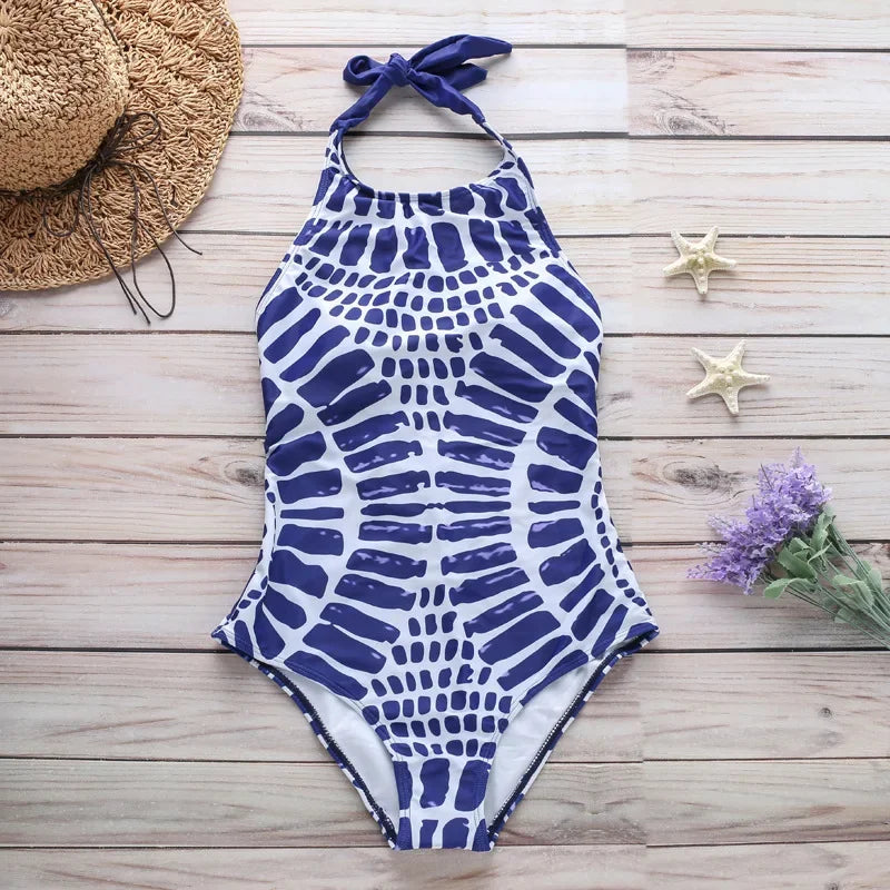 XXL Large Size Swimwear One Piece Swimsuit Bathers Women High Neck Monokini Bandage Bathing Suit Halter Bodysuit Bather Beachwear