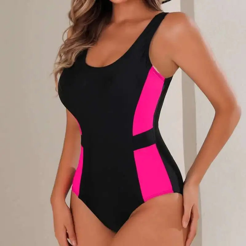 Patchwork Swimsuits Closed Women's One-Piece Swimwear Push Up Swim Wear Bodysuit Bathing Suits Beachwear Pool Bather