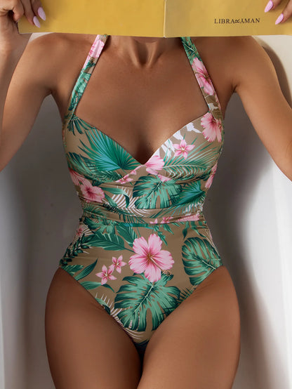 Summer Print One Piece Swimsuit Closed Plus Size Swimwear Female Body Bathing Suit For Pool Beach Women Swimming Suit