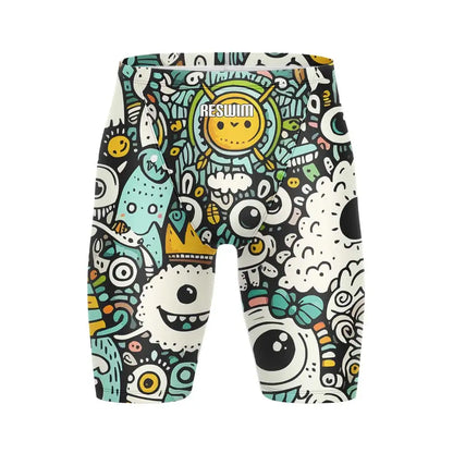 Swim Boxers Summer Men's Funny Cartoon Design Swimming Trunks Swim Jammer Swimsuit Tights Shorts Training Sports Beach Quick Dry Running Surfing Pants