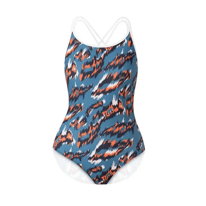 Women Flower Printed One-piece Racing Competition Swimsuit Fashion Sun Protection High Stretch Training Professional Swimwear
