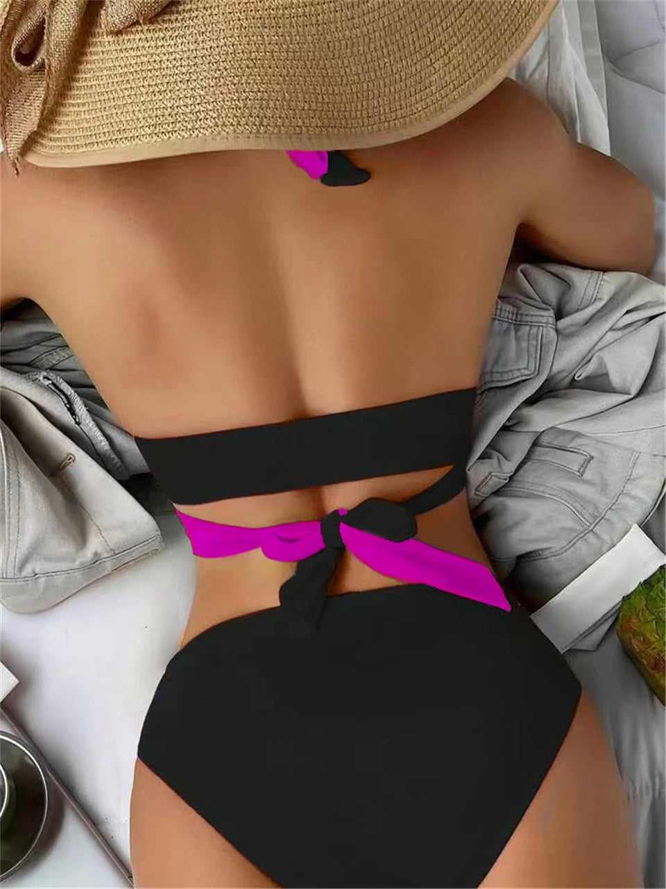 Halter Bikini  Criss Cross Solid Swimsuit High Waist Swimwear Female Bathers Bathing Swimming Suit Padded Beachwear