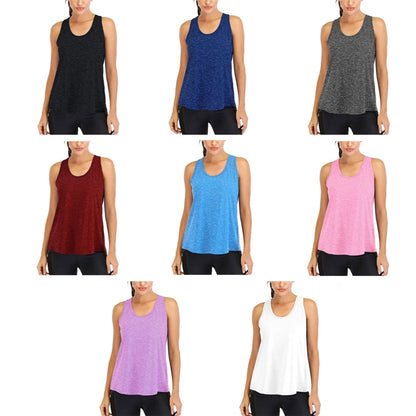 Summer Quick-dry Yoga Fitness Tank Top For Women Solid Color Soft Breathable Racerback Sleeveless Loose Fit Casual Sports Vest