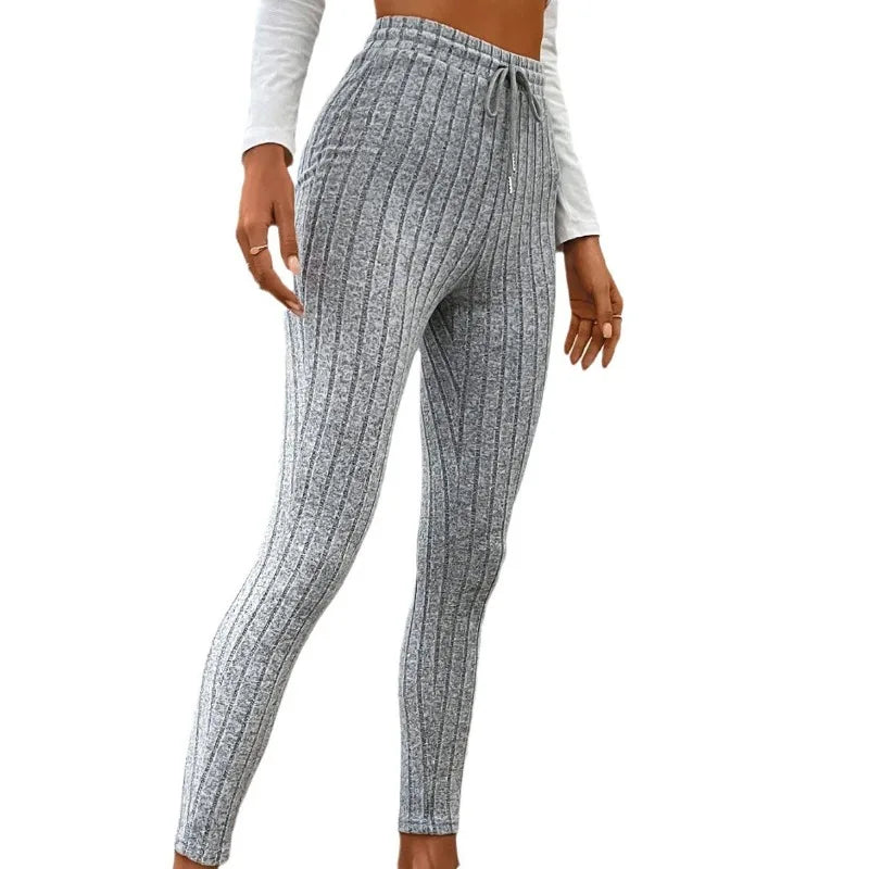 Women Striped Leggings Fitness Elastic Yoga Leggings High Waist Butt Lift Gym Training Tights Fashion Thread Slim Trousers