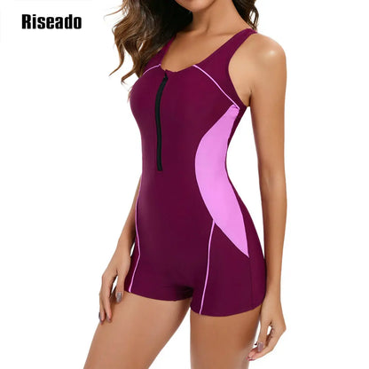 Sports Swimwear One Piece Swimsuit Sleeveless Surfing Bathing Suit Full Coverage with Boyleg shorts Pool & Training