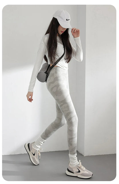 Spring Summer High Waist Colours Camouflage Shark Leggings Women Slim Sport Leisure Leggings Yoga Fitness Leggings