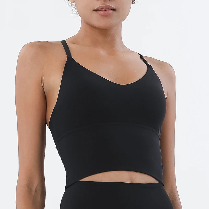 SOISOU Women's Longline Sports Bra with Removable Pads