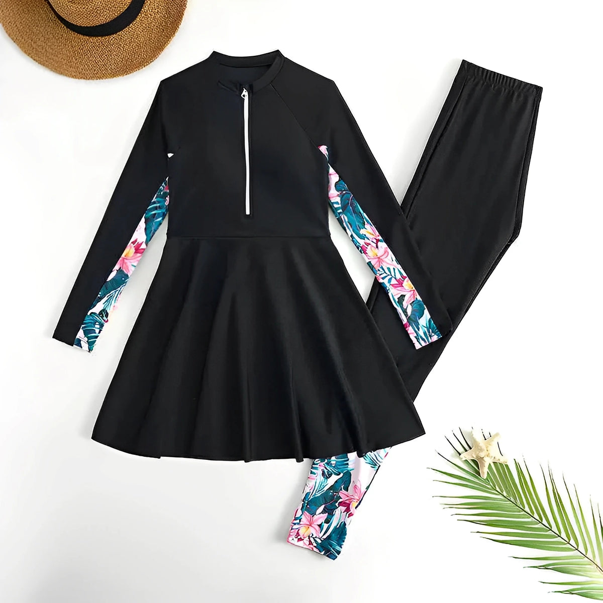 Girls Swimsuit Two Pieces Kids Swimwear With Trousers Printed Children's Bathers Bathing Swimming Swim Suit Beachwear