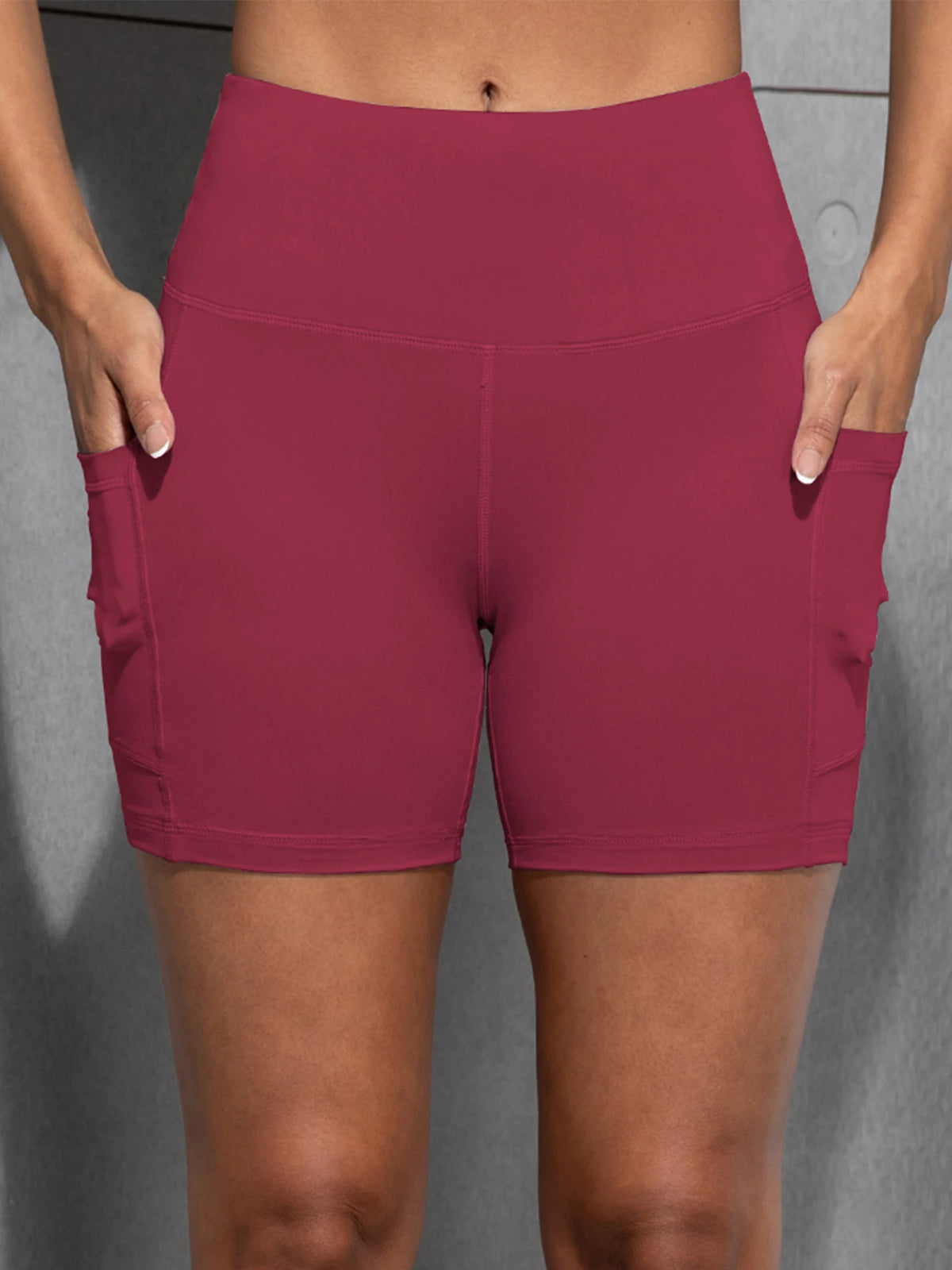 Yoga Shorts with Pockets High Waist Butt Lifting Cycling Tight Elastic Slim Running Fitness Women Shorts Sportswear