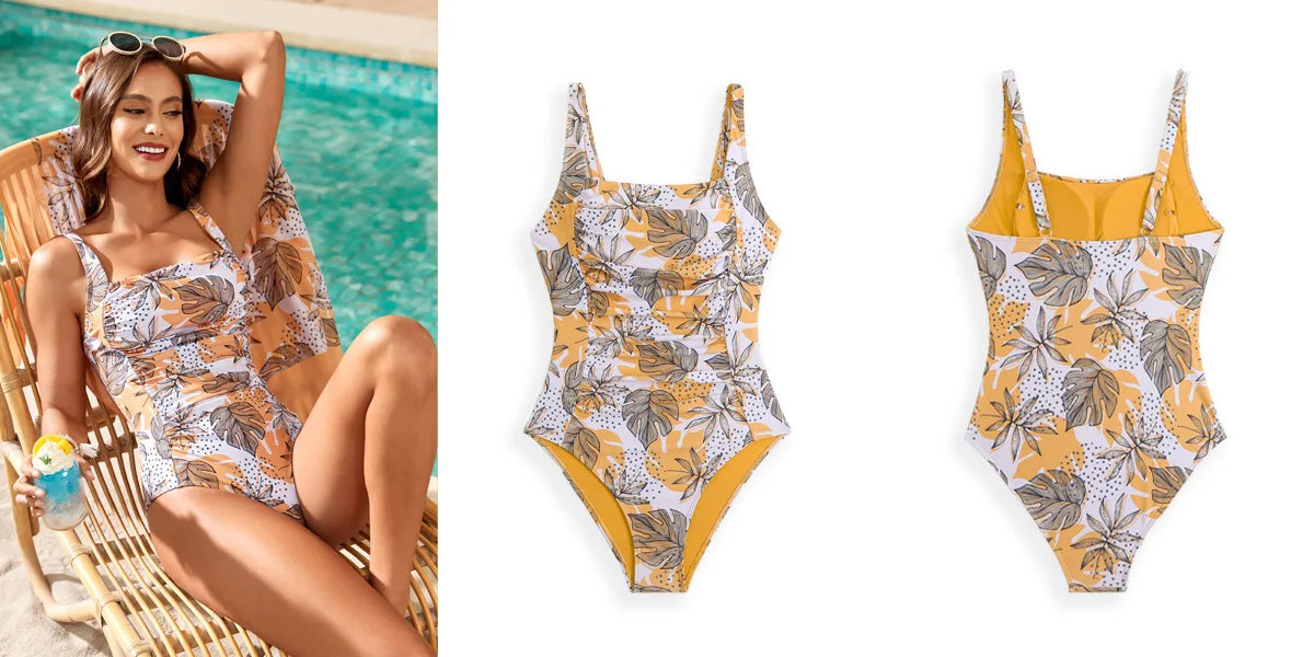 Floral One Piece Swimsuits Closed Women's Swimwear Push Up For Swimming Wear Body Bathing Suits Beachwear Pool Bather