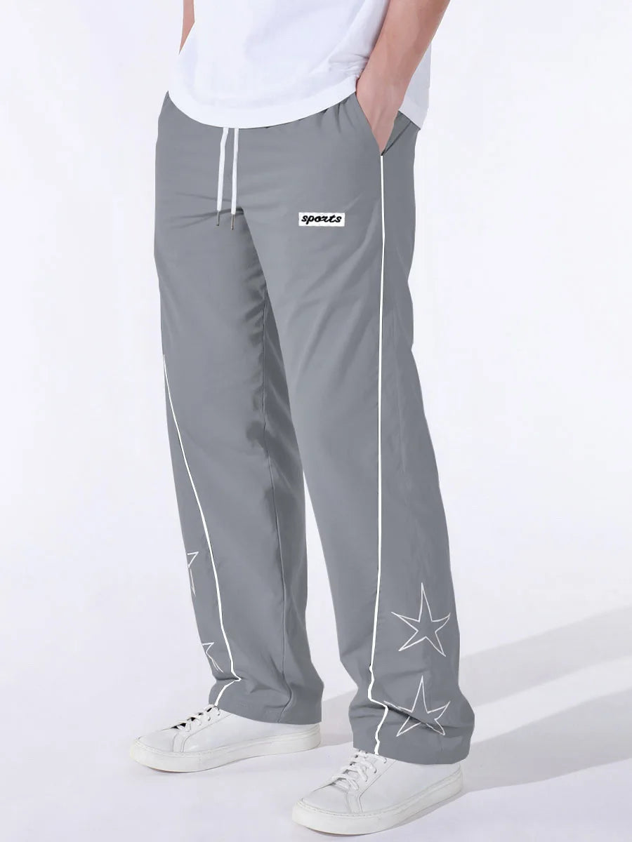 European American High Street Embroidered Pants for Men's Sports and Casual Trousers